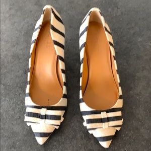 J Crew striped pointed toe heels